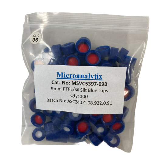 Picture of 9mm PTFE/Sil Slit Blue caps, MSVC5397-09B(100)