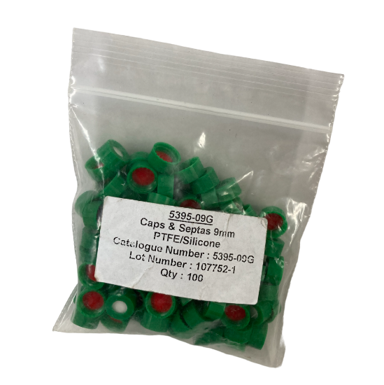 Picture of 9mm Green Screw thread Cap with PTFE/Sil Septa  5395-09G