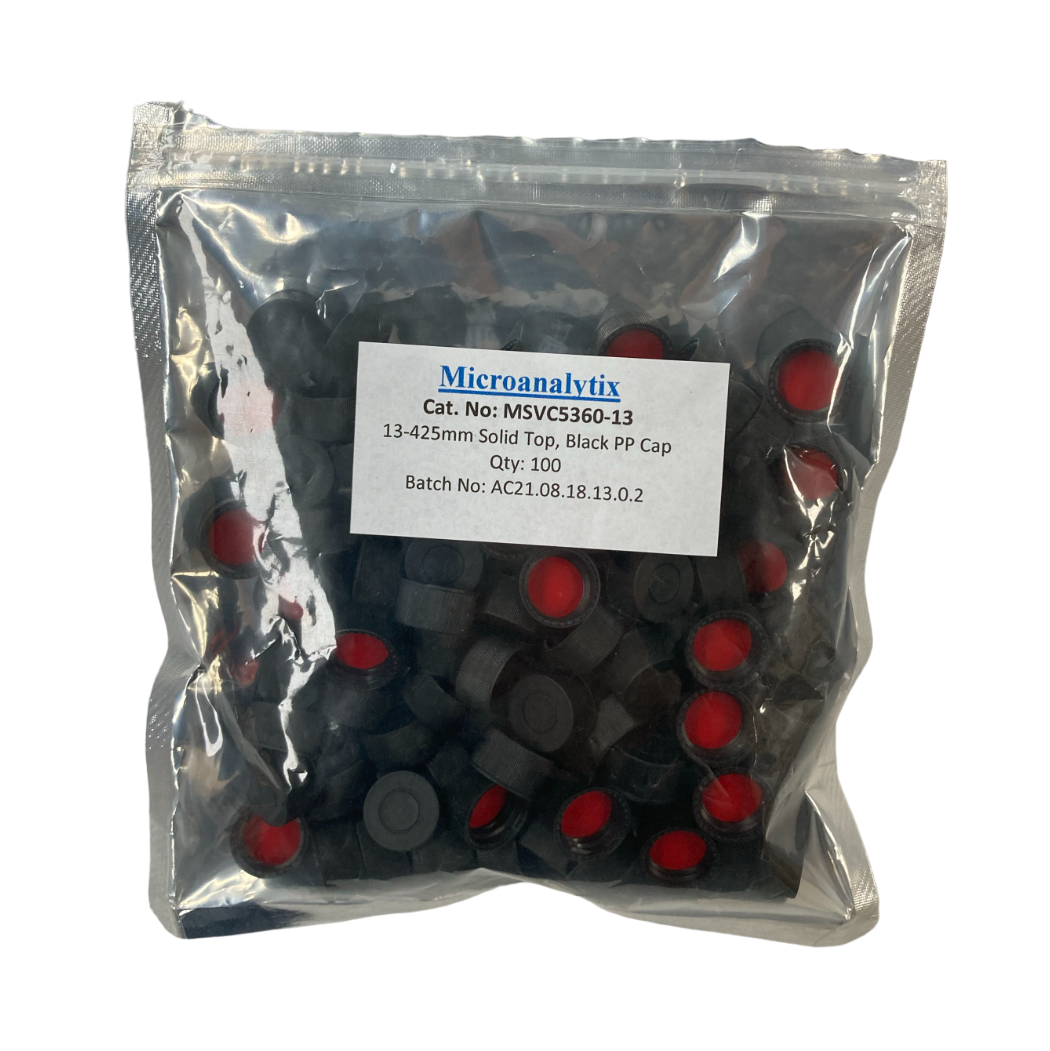 MicroAnalytix - New Zealand-13-425mm Solid Top, Black Polypropylene Cap ...