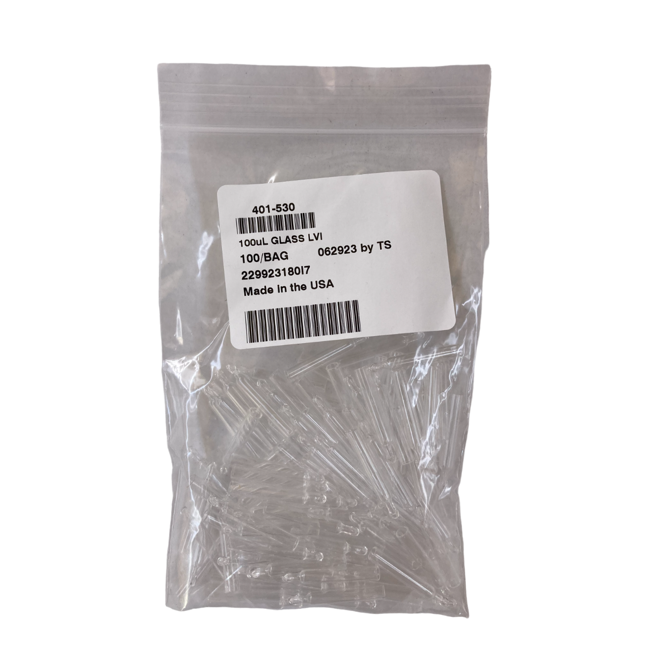 100µL Glass Conical Limited Volume Insert, 5x30mm, Precision-Formed Mandrel Interior, No Spring  401-530