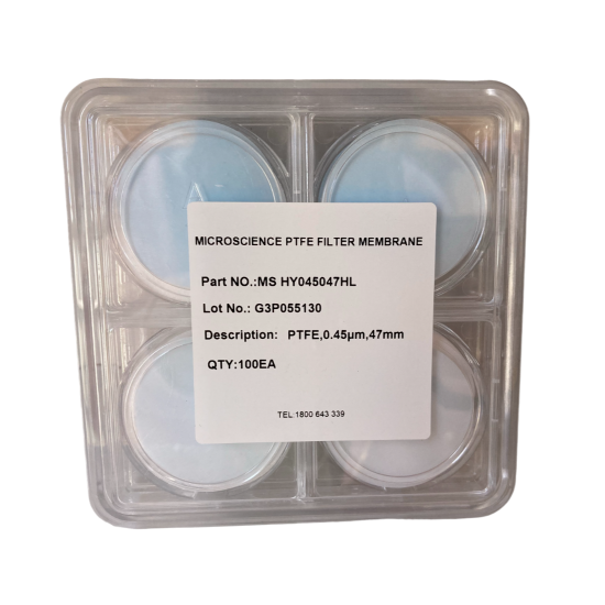 Picture of Membrane Filter Hydrophilic PTFE 0.45um 47mm Box100 Plain White Non-sterile MS HY045047HL