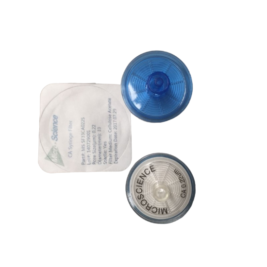 Picture of 33mm CA Syringe Filter 0.80um, Sterile,  Acrylic housing, Box 50,  MS SF33CA080SS