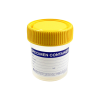 Picture of 70ml Container, screw cap, labeled, yellow capped, gamma sterile, polypropylene, 550/pack, P5744SL