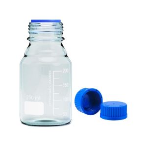 Picture of Liquid Handling Glassware Lab Bottle w/Blue Lid 250ml MS 49BRL250