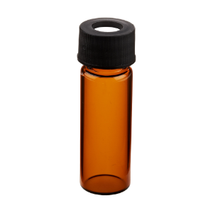 Picture of Precleaned & Certified - 20mL Amber Vial, 24-400mm Open Top Black Closure, 0.125" PTFE/Silicone Top Hat™ Lined 9A-131-3