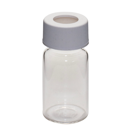 Picture of 20mL Clear Vial,  24-414mm Open Top White Polypropylene Closure,  .100" PTFE/Silicone Lined 9-107