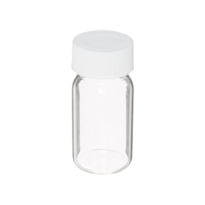 Precleaned - 20mL Clear Vial, 24-400mm Solid Top White Polypropylene Closure, PTFE Lined  9-121-2