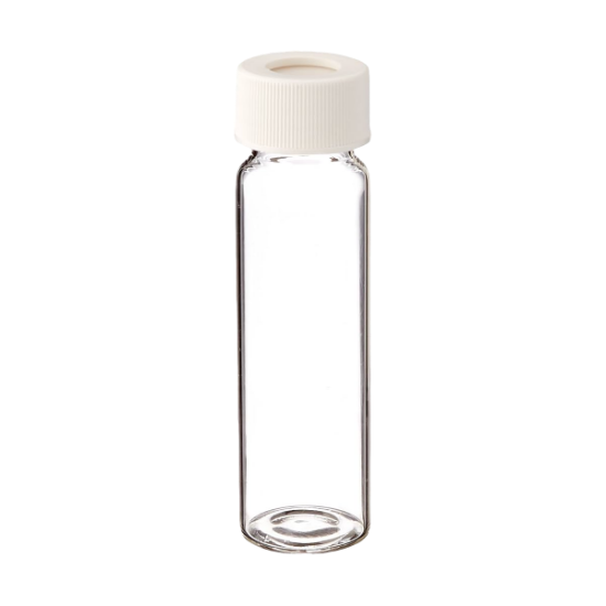 Picture of Precleaned - 40mL Clear Vial,  24-414mm Open Top White Polypropylene Closure,  .100" PTFE/Silicone Lined 9-105-2