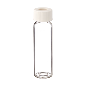 Picture of TOC Certified 40mL Clear Vial,  24-414mm Open Top Gray Polypropylene Closure,  .125" PTFE/Silicone Lined 9-105-TOC