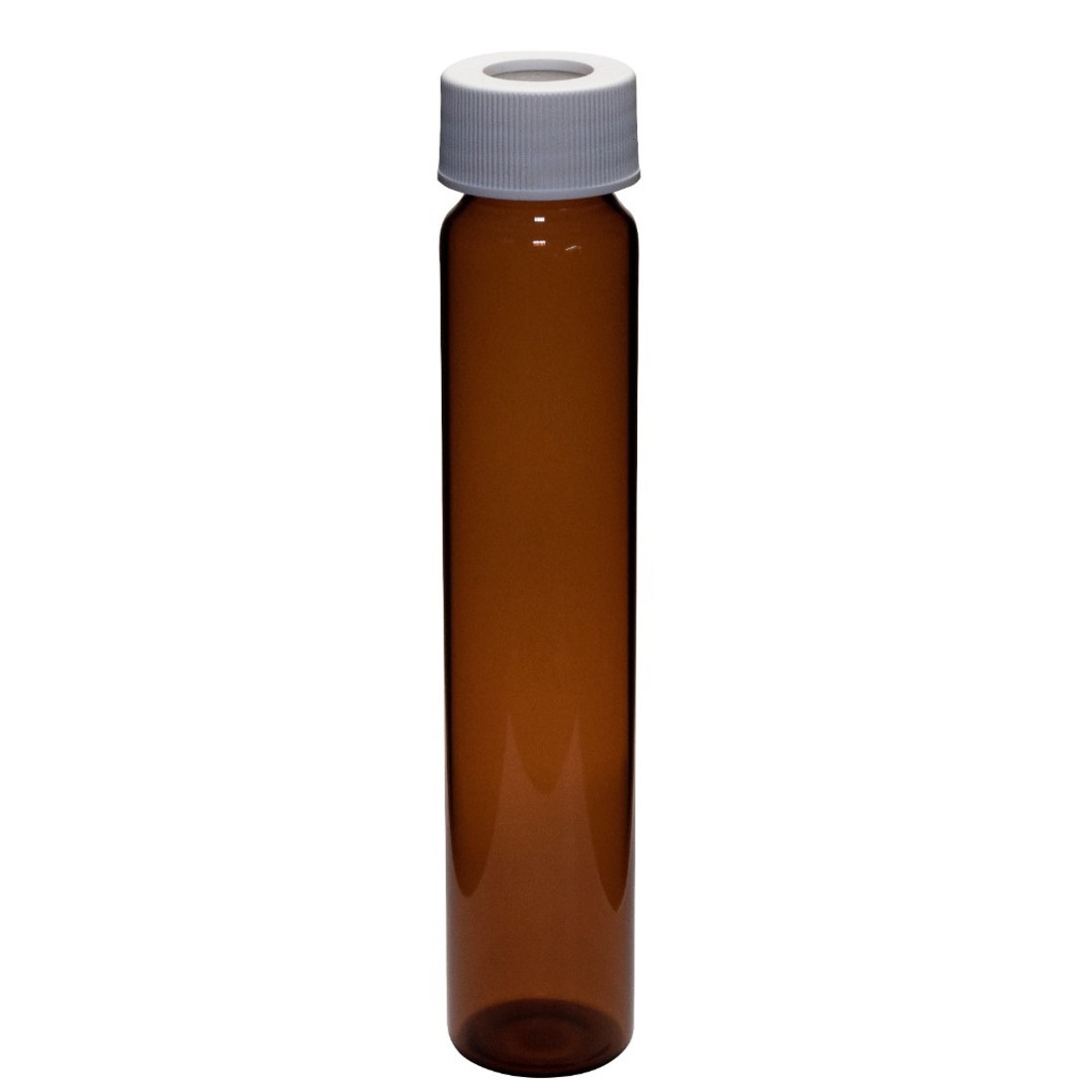 Precleaned - 60mL Amber Vial,  24-414mm Open Top White Polypropylene Closure,  .100" PTFE/Silicone Lined 9A-093-2