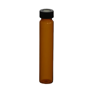 Picture of Precleaned - 60mL Amber Vial, 24-400mm Open Top Black Closure, 0.125" PTFE/Silicone Top Hat™ Lined 9A-135-2