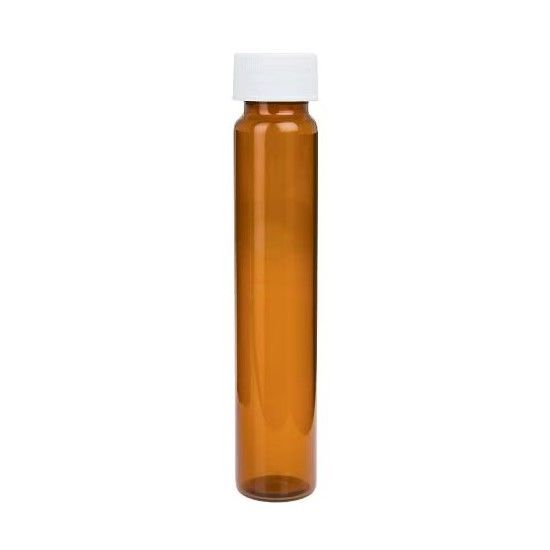 Picture of 60mL Amber Vial, 24-400mm Solid Top White Polypropylene Closure, PTFE Lined ,pk72, 9A-129