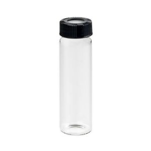 Picture of Precleaned - 60mL Clear Vial, 24-400mm Open Top Black Closure, 0.125" PTFE/Silicone Top Hat™ Lined 9-135-2