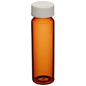 Picture of Precleaned & Certified - 40mL Amber Vial, 24-400mm Solid Top White Polypropylene Closure, PTFE Lined 9A-089-3