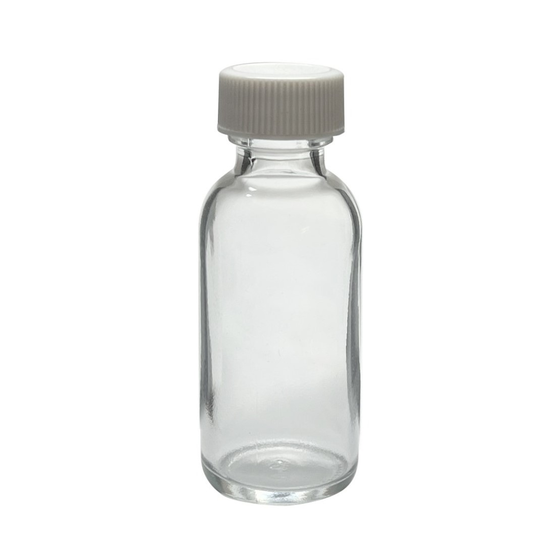 1 oz, 30mL Clear Boston Round, 31x79mm, 20-400mm Thread,  Polypropylene Closure, F217 Lined D0156-1
