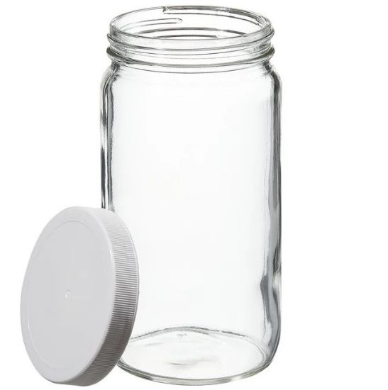 Picture of 128 oz, 4000mL Tall Wide Mouth Jar, 157x256mm, 89-400mm Thread, White Closure, PTFE Lined  9-194