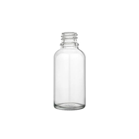 Picture of 1/2 oz, 15mL Clear Boston Round Bottle, 25x68mm, 18-400mm Thread D0155-1/2