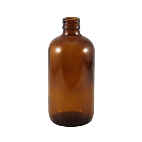 Picture of 8 oz, 250mL Amber Boston Round Bottle, 60x136mm, 24-400mm Thread D0167-8