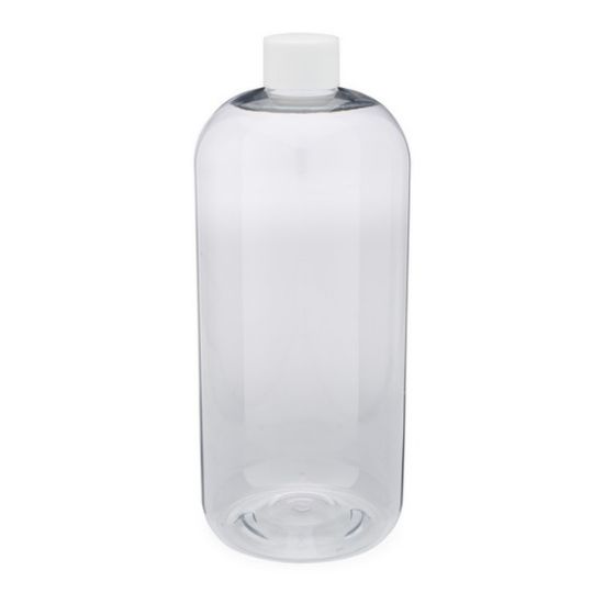 Picture of 32 oz, 1000mL Clear Boston Round, 94x206mm, 33-400mm Thread, White Closure, PTFE Lined 9-175