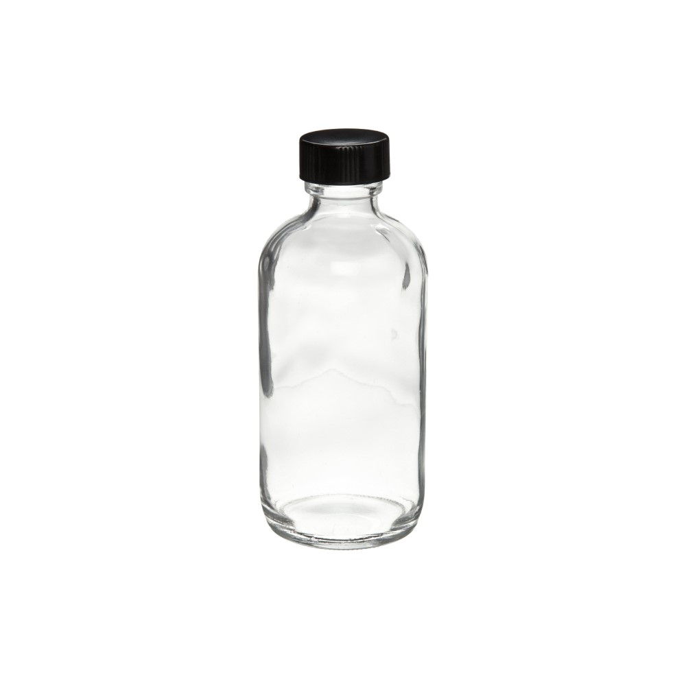 1 oz, 30mL Clear Boston Round, 31x79mm, 20-400mm Thread, Phenolic Closure/PE Cone Lined D0149-1