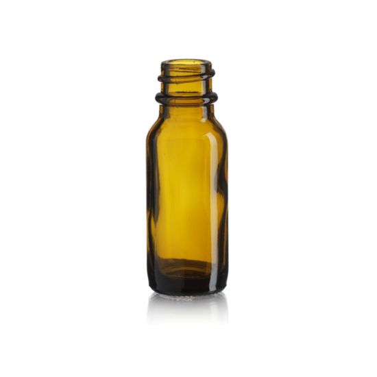 Picture of 1/2 oz, 15mL Amber Boston Round Bottle, 25x68mm, 18-400mm Thread D0167-1/2