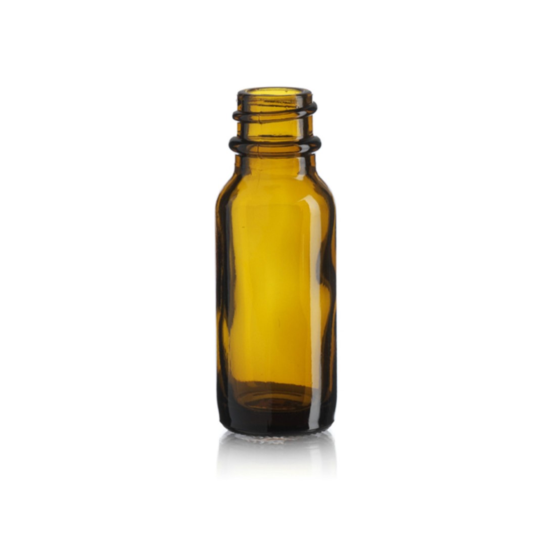 1/2 oz, 15mL Amber Boston Round Bottle, 25x68mm, 18-400mm Thread - Bulk Pack D0167B-1/2
