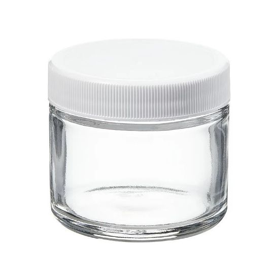 Picture of Precleaned & Certified - 2 oz, 60mL Short Wide Mouth Jar, 55x48mm, 53-400mm Thread, White Closure, PTFE Lined 9-180-3