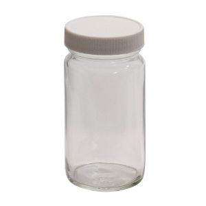 Picture of 4 oz, 125mL Tall Wide Mouth Jar, 51x102mm, 48-400mm Thread, White Closure, PTFE Lined  9-190