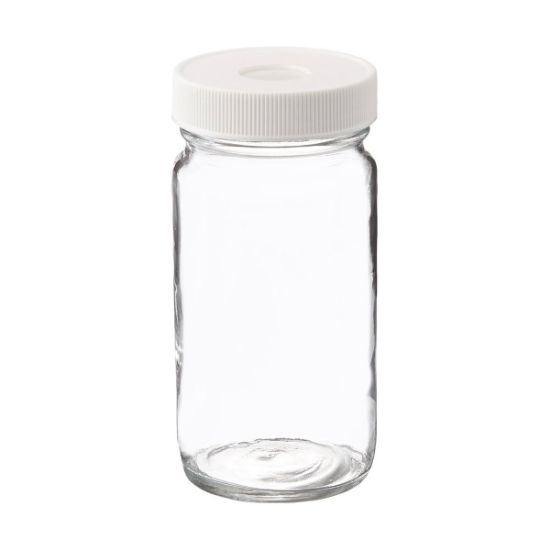 Picture of Precleaned & Certified - 4 oz, 125mL Clear Tall Septum Jar, 51x102mm, 48-400mm Open Top White PP Cap, PTFE/Silicone Septa 9-141-3