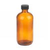 Picture of 2 oz, 60mL Amber Boston Round, 39x94mm, 20-400mm Thread, Phenolic Closure/PE Cone Lined D0161-2