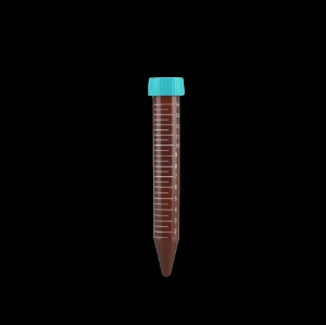 Picture of 15 mL Amber Color Centrifuge Tube, Rack(PS Rack), Sterile, 50/pk, 500/cs 601201