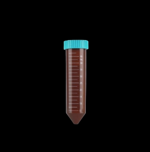 Picture of 50 mL Amber Color Centrifuge Tube, Rack (PS Rack), Sterile, 25/pk, 500/cs 602201