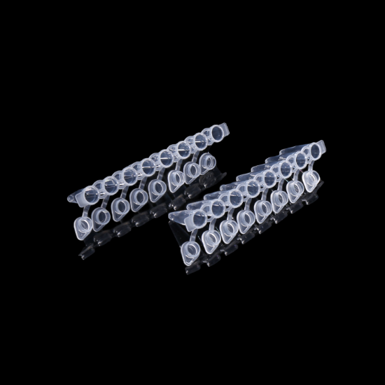 Picture of 0.2 mL PCR 8-strip Tubes, With Flat caps, Clear, 12/bag,120/pk 404001