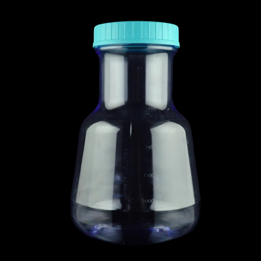 3 Liter Wild-mouth Efficient Erlenmeyer Flask，Vent Cap,  Plain BottomPC Bottle, HDPE Cap, Sterile, 1/pk, 4/cs 786511