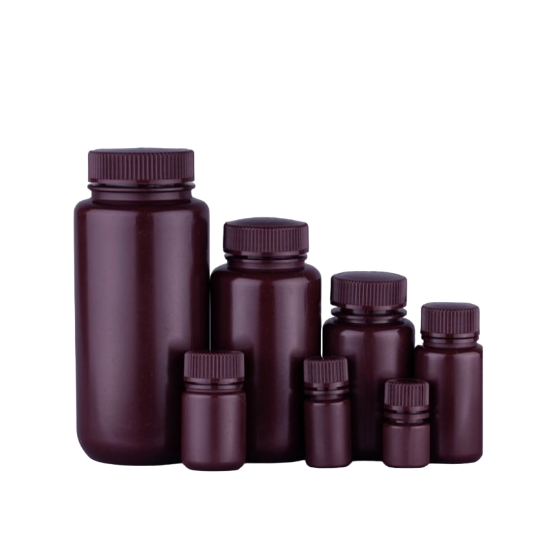 Picture of 8 mL Round PP Storage Bottle, Amber, PP, Wide Mouth, Sterile, 20/pk, 400/cs 335201