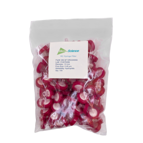 Picture of 13mm RC Syringe Filter 0.45um Non sterile,box 100, (MSSF13RC045NS) MS SF13RC045NS