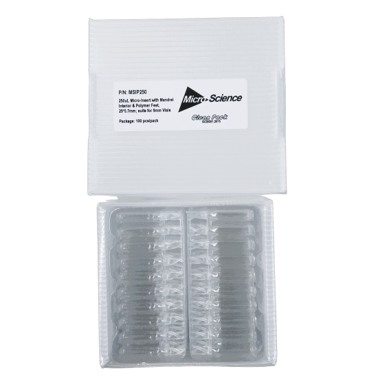 Picture of 250µL SILANIZED Glass Big Mouth Conical Limited Volume Insert, 6x29mm, Precision-Formed Mandrel Interior, w/Bottom Spring, MSIP250-D