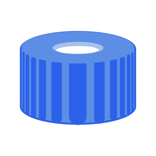Picture of Screw closure N 9, PP, blue, hole, Sil. w./Polypropylene colorl, 1.0mm, pk100, 702406