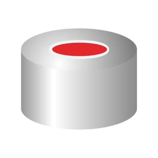 Picture of Crimp closure, N 11, alu., silver, center hole, Natural Rubber/ETFE, 1.0 mm, pk100, 70246