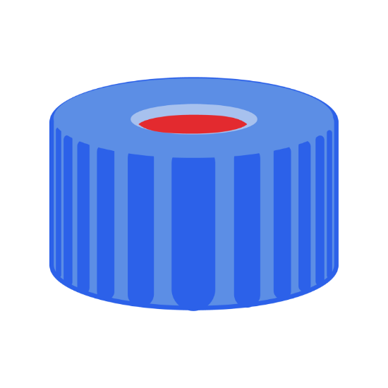 Picture of Screw closure, N 9, PP, blue, center hole, Natural Rubber/ETFE, 1.0 mm, pk100, 702460
